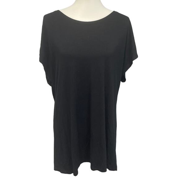 Free To Live Womens XL Black PolySpandex Short Sleeve Crew Neck Tee Shirt - Picture 1 of 5